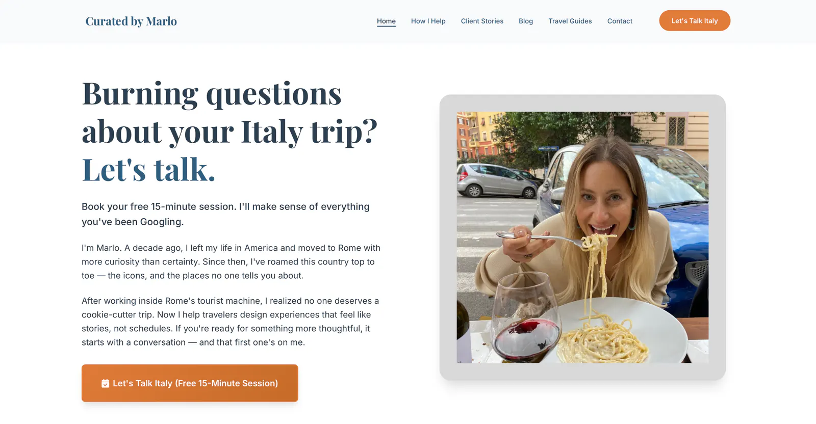Curated in Italy homepage